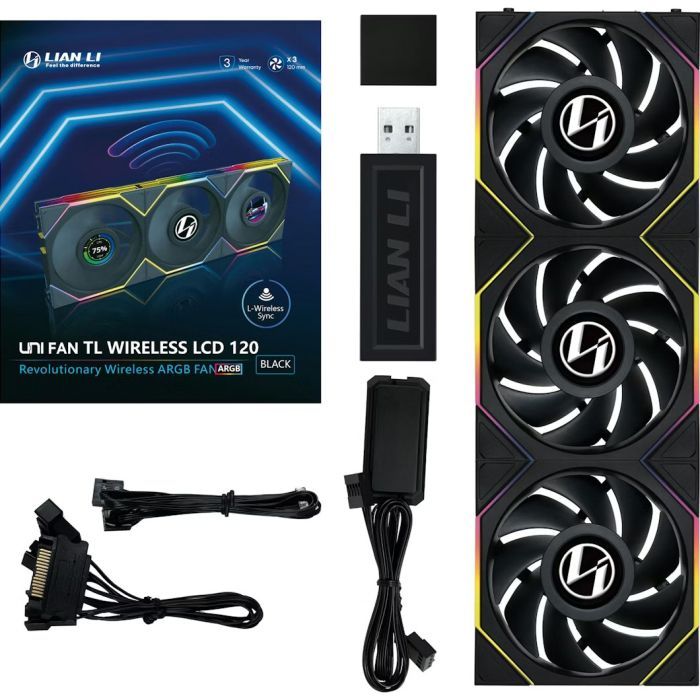 Кулер для корпуса Lian Li UNI Fan TL WIRELESS LCD 120-3, Black (G99.12TLLCD1W3B.00) изображение 11