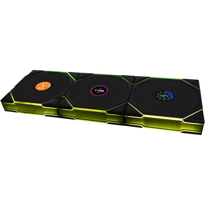 Кулер для корпуса Lian Li UNI Fan TL WIRELESS LCD 120-3, Black (G99.12TLLCD1W3B.00) изображение 2