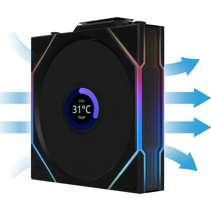 Кулер для корпуса Lian Li UNI Fan TL WIRELESS LCD 120-3, Black (G99.12TLLCD1W3B.00) изображение 7