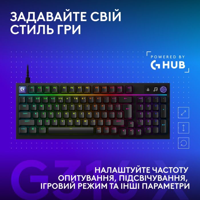 Клавиатура Logitech G316 X TKL USB UA Black (920-014205) изображение 9