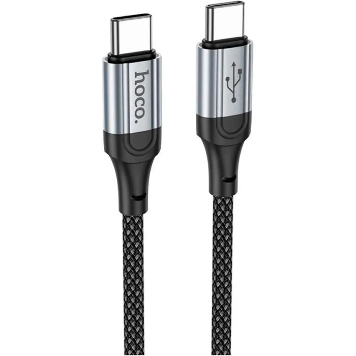 Дата кабель USB-C to USB-C 1.0m 3A nylon X102 black HOCO (6942007608787) изображение 2