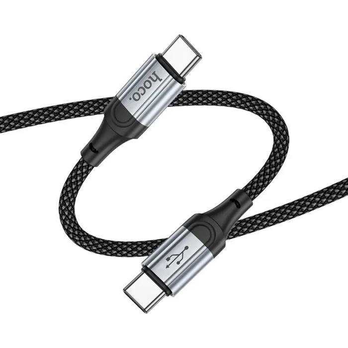 Дата кабель USB-C to USB-C 1.0m 3A nylon X102 black HOCO (6942007608787) изображение 3