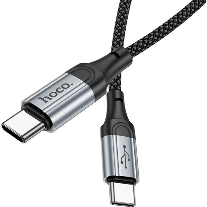 Дата кабель USB-C to USB-C 1.0m 3A nylon X102 black HOCO (6942007608787) изображение 4