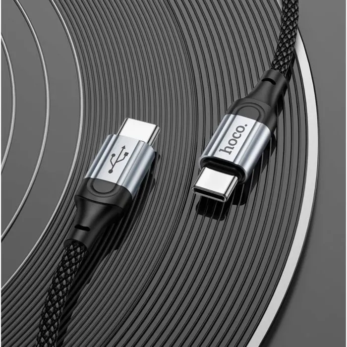 Дата кабель USB-C to USB-C 1.0m 3A nylon X102 black HOCO (6942007608787) изображение 6