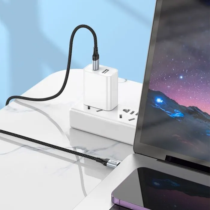 Дата кабель USB-C to USB-C 1.0m 3A nylon X102 black HOCO (6942007608787) изображение 7