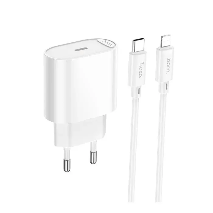 Зарядное устройство HOCO C109A USB-C PD20W + cable USB-C to Lightning white (6942007656665)