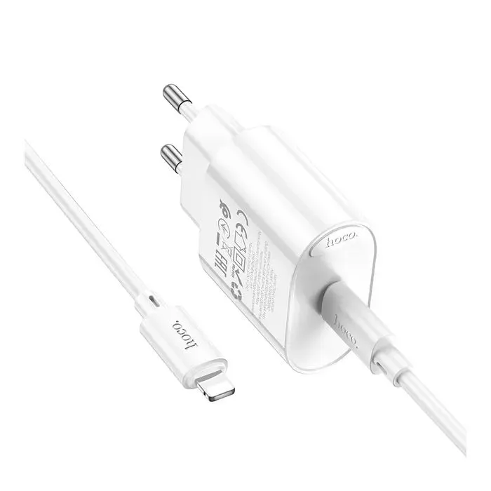 Зарядное устройство HOCO C109A USB-C PD20W + cable USB-C to Lightning white (6942007656665) изображение 3