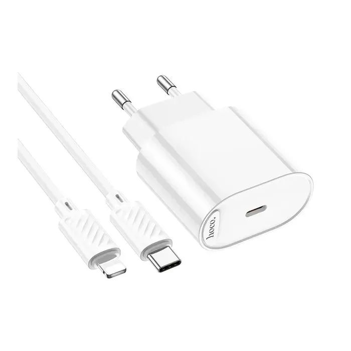Зарядное устройство HOCO C109A USB-C PD20W + cable USB-C to Lightning white (6942007656665) изображение 4