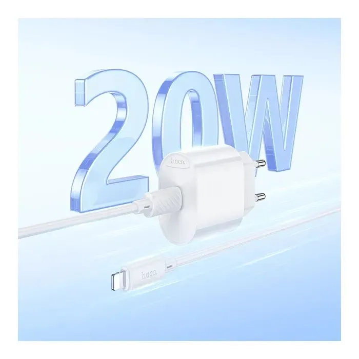 Зарядное устройство HOCO C109A USB-C PD20W + cable USB-C to Lightning white (6942007656665) изображение 8