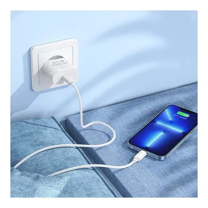 Зарядное устройство HOCO C109A USB-C PD20W + cable USB-C to Lightning white (6942007656665) изображение 9