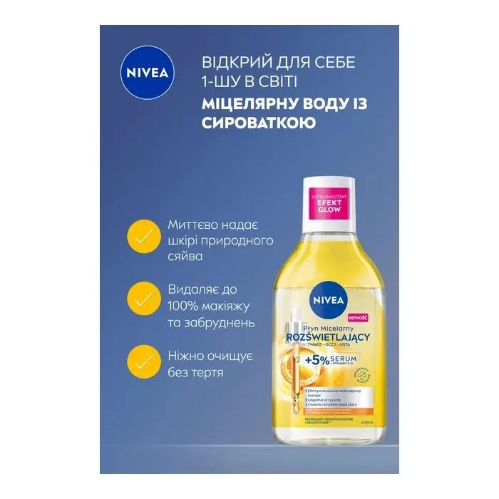 Міцелярна вода Nivea Illuminating Micellar Water 400 мл (5900017093321) зображення 3