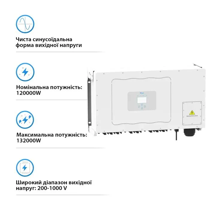 Солнечный инвертор Deye SUN-120K-G01P3-EU 120KW 8 MPPT Wi-Fi 220/380V, 3ф (SUN-120K-G01P3-EU) изображение 5