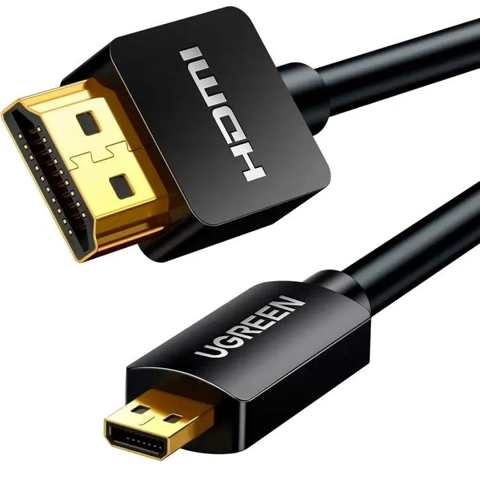 Кабель мультимедийный HDMI M to HDMI micro M 1.0m 4K HD127 black Ugreen (30148) изображение 2