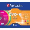 Диск DVD Verbatim 4.7Gb 16X Slim case 5 шт Color (43557) изображение 2