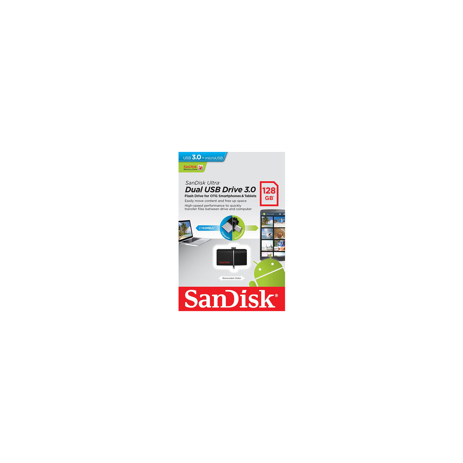 USB флеш накопичувач SanDisk 128GB Ultra Dual Drive OTG Black USB 3.0 (SDDD2-128G-G46) зображення 7