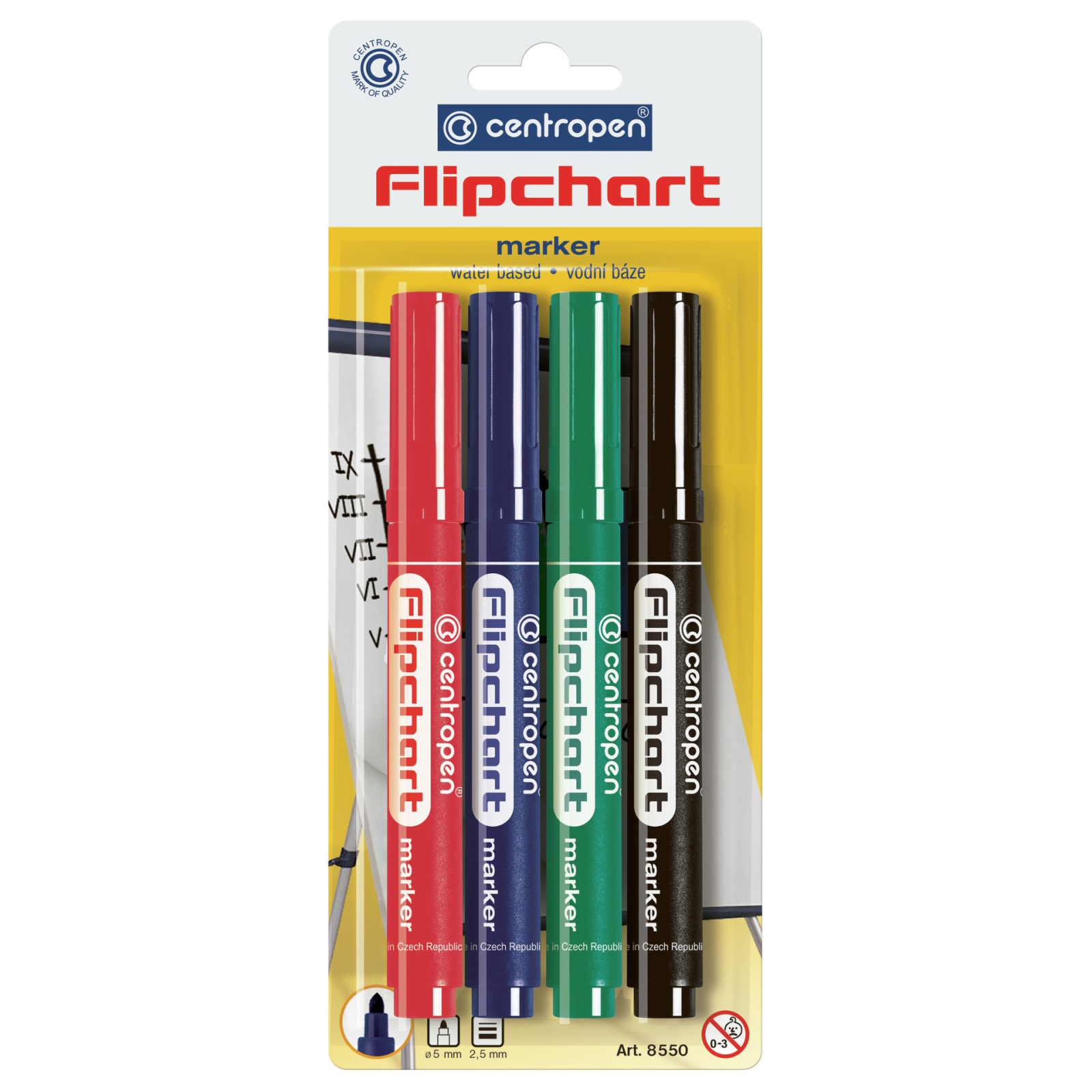 Набір маркерів Centropen Flipchart 8550 2,5 мм, round tip, SET 4colors (BLister) (8550/4/BL)