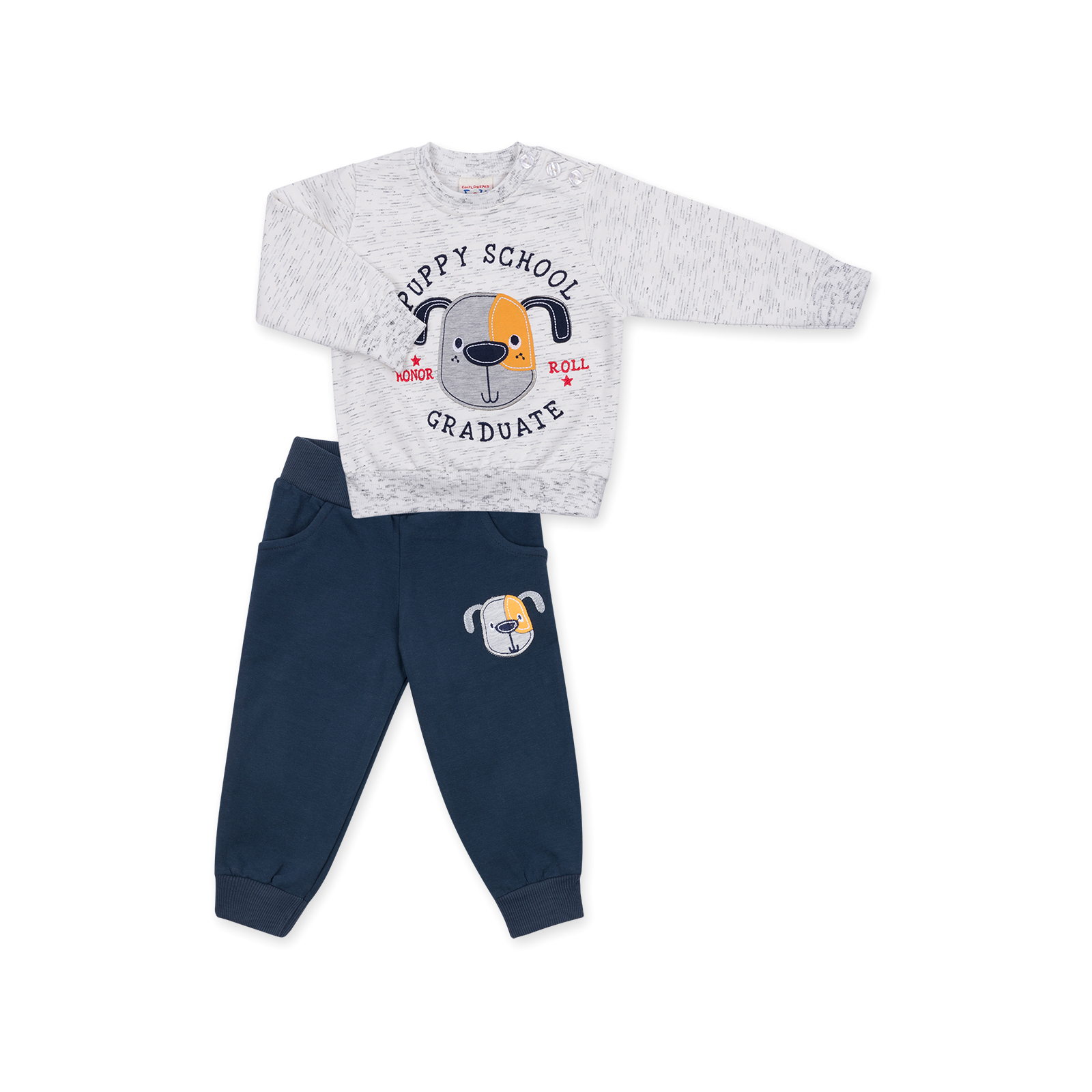 Набор детской одежды E&H с собачкой "PUPPY SCHOOL" (8653-74B-beige)