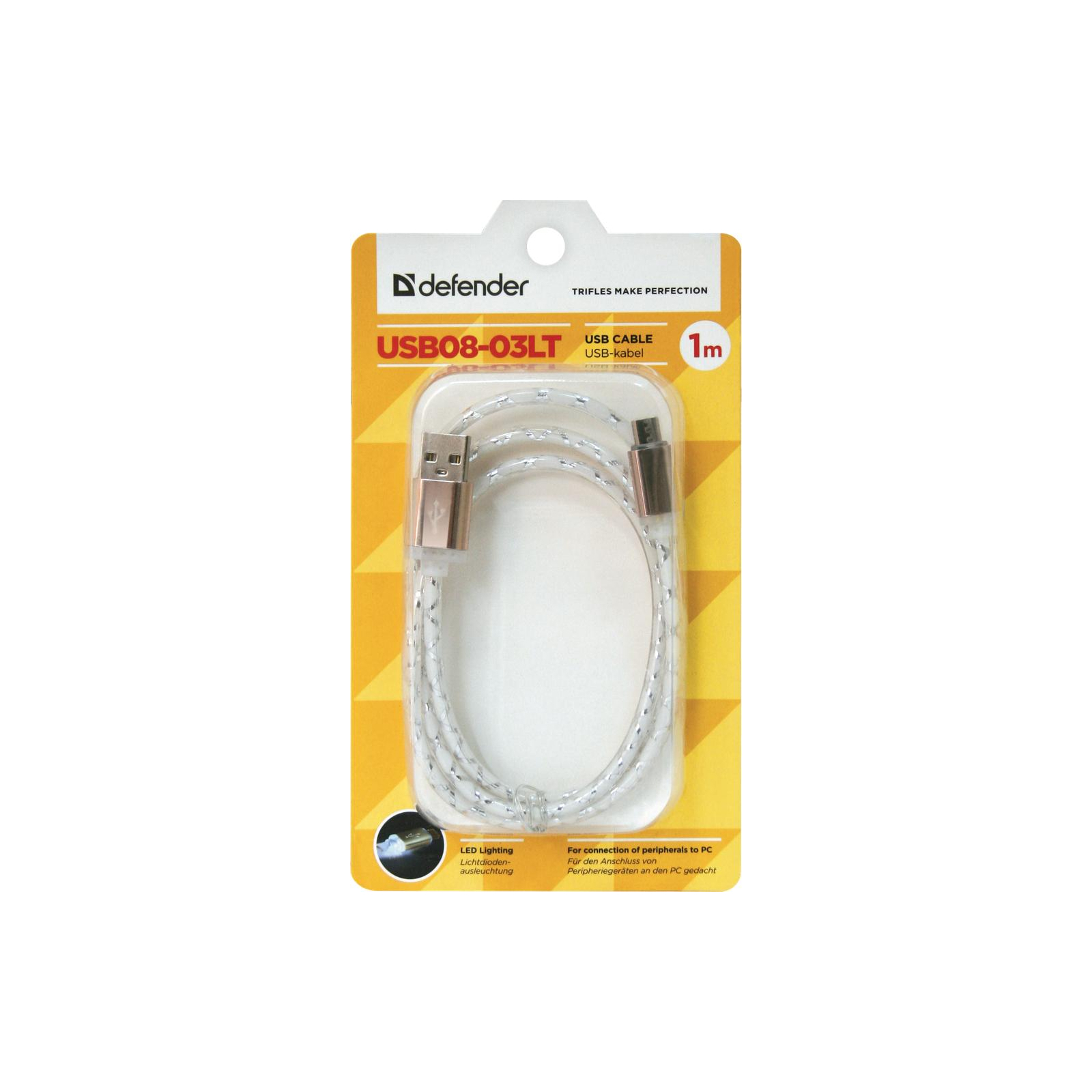 Дата кабель USB08-03LT USB - Micro USB, GrayLED backlight, 1m Defender (87554) зображення 3