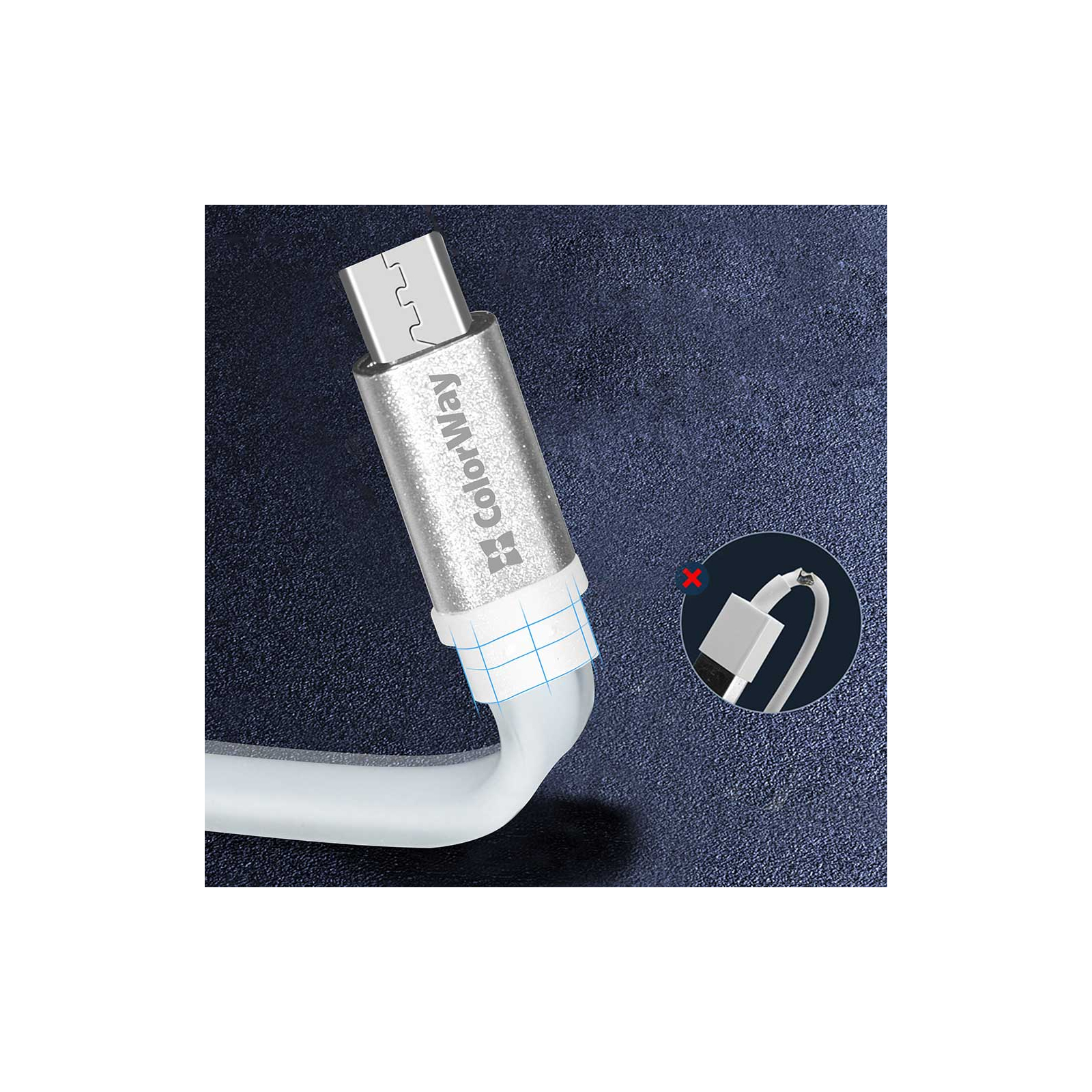 Дата кабель USB 2.0 AM to Micro 5P 0.25m white ColorWay (CW-CBUM-MUM25W) изображение 7