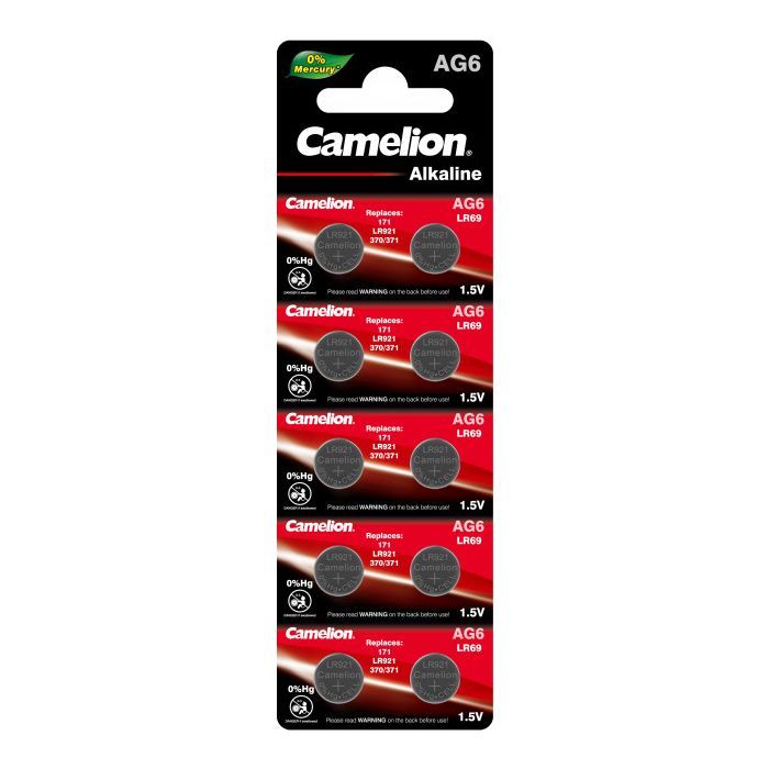 Батарейка AG6 / LR920 / LR69 / V6GA Alkaline * 10 Camelion (AG6-BP10)