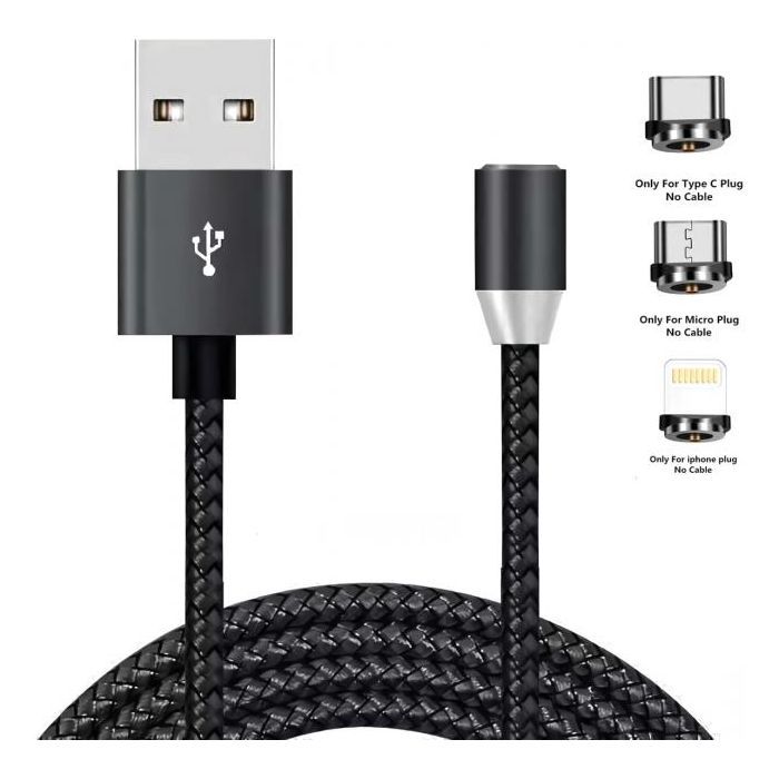 Дата кабель USB 2.0 AM to Lightning + Micro 5P + USB-C 1.2m Magneto bla XoKo (SC-350MGNT-BK)