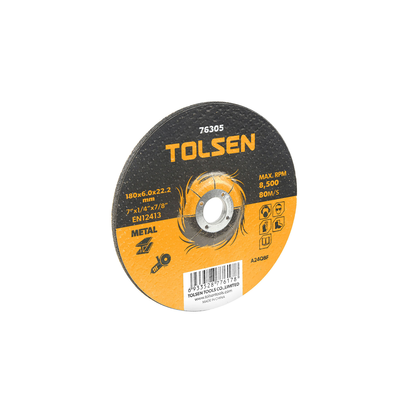 Круг зачистний Tolsen шліфувальний по металу 180х6.0*22.2мм (76305)