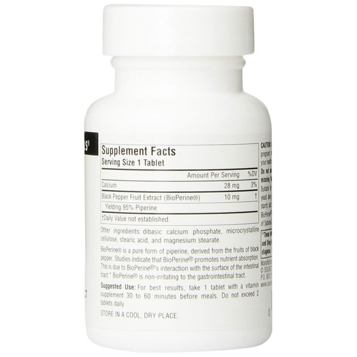 Трави Source Naturals Біоперін (Екстракт Чорного Перцю) 10мг, 120 таблеток (SNS-00644) зображення 2