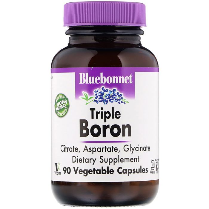 Минералы Bluebonnet Nutrition Тройной бор 3мг, Triple Boron, 90 вегетарианских капсул (BLB-00685)