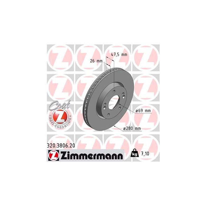 Тормозной диск ZIMMERMANN 320.3806.20