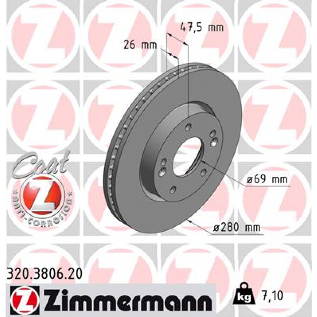 Гальмівний диск ZIMMERMANN 320.3806.20