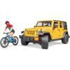 Спецтехника Bruder Джип Jeep Rubicon с фигуркой велосипедиста на спортивном бай (02543)