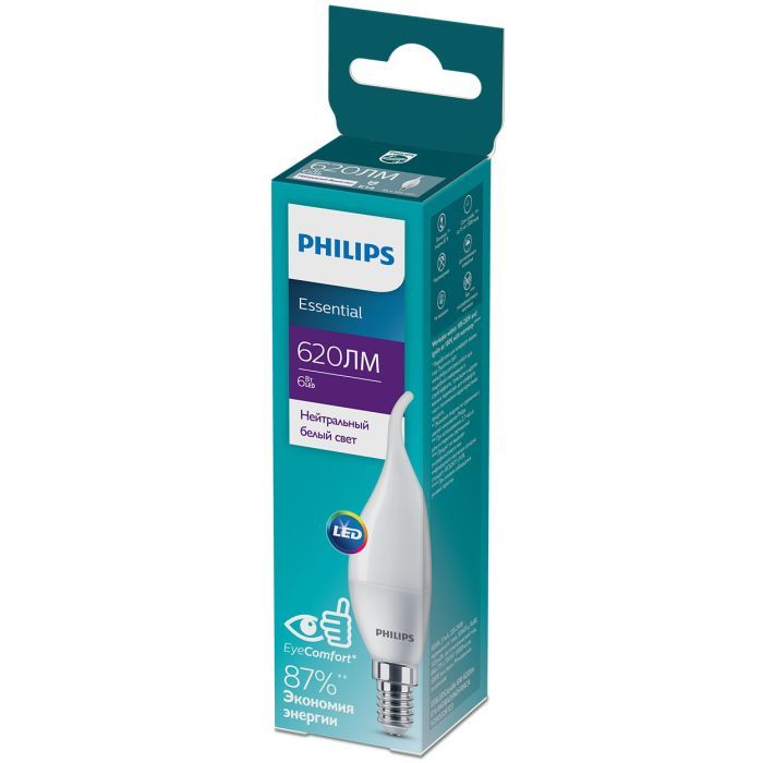 Лампочка Philips ESSLEDCandle 6W 620lm E14 840BA35NDFRRCA (929002972307) изображение 2
