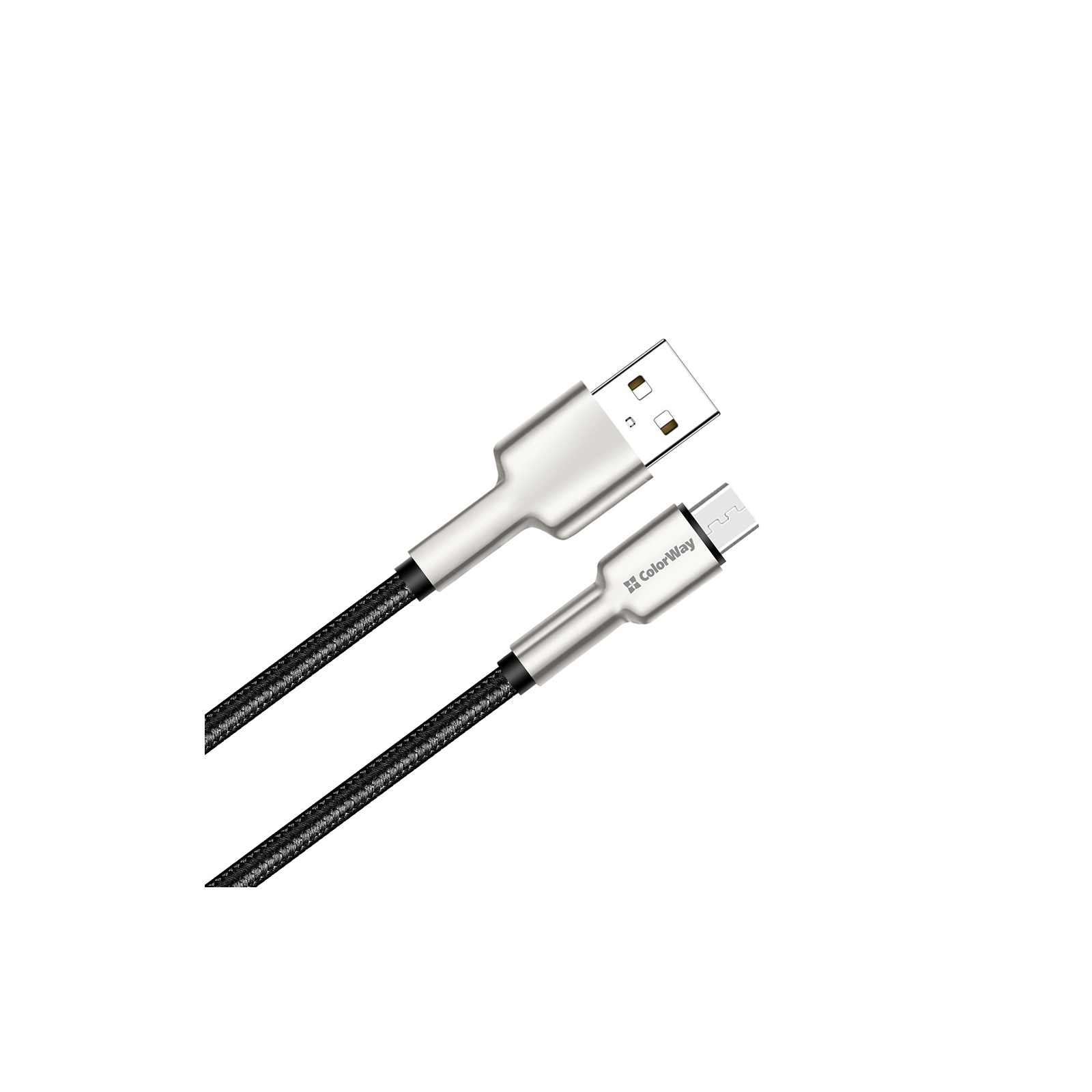 Дата кабель USB 2.0 AM to Micro 5P 1.0m head metal black ColorWay (CW-CBUM046-BK) изображение 2