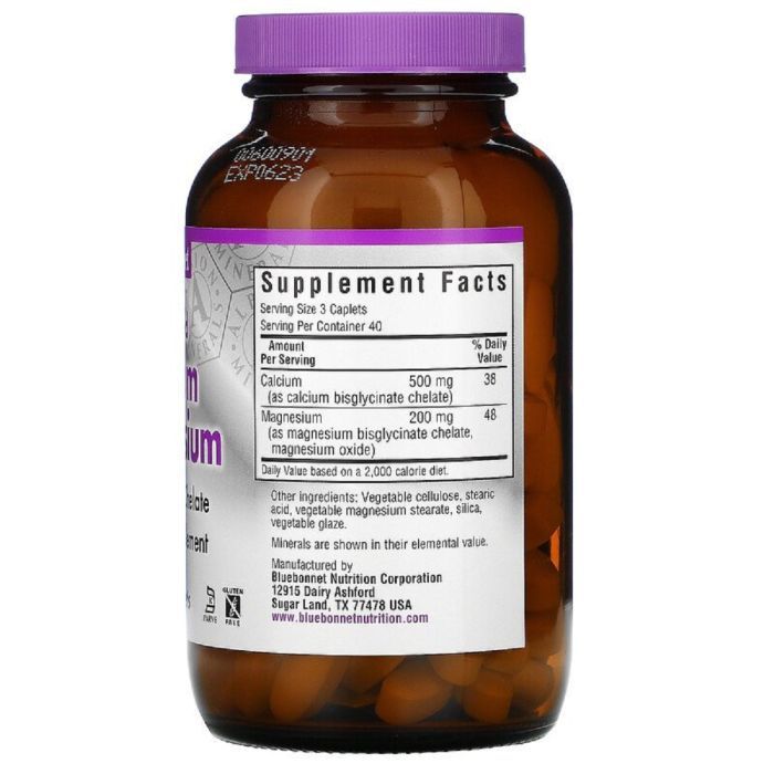 Мінерали Bluebonnet Nutrition Хелатний Кальцій та Магній, Chelated Calcium Magnesium, 120 (BLB-00661) зображення 2