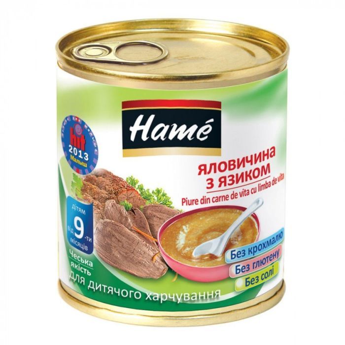 Детское пюре Hame говядина с языком, 100 г (8595139764845)