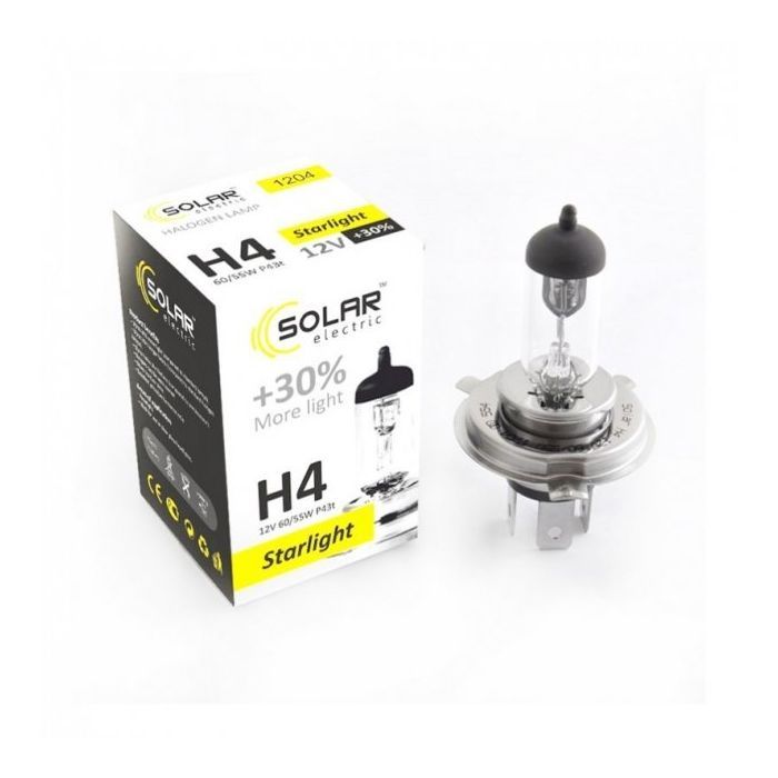 Автолампа SOLAR H4 12V 60/55W P43t-38 Starlight+30 (1204) изображение 2