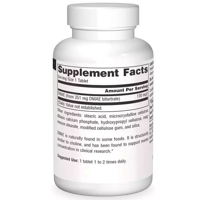 Амінокислота Source Naturals Диметиламіноетанол, 130 мг, DMAE, 50 таблеток (SN0621) зображення 2