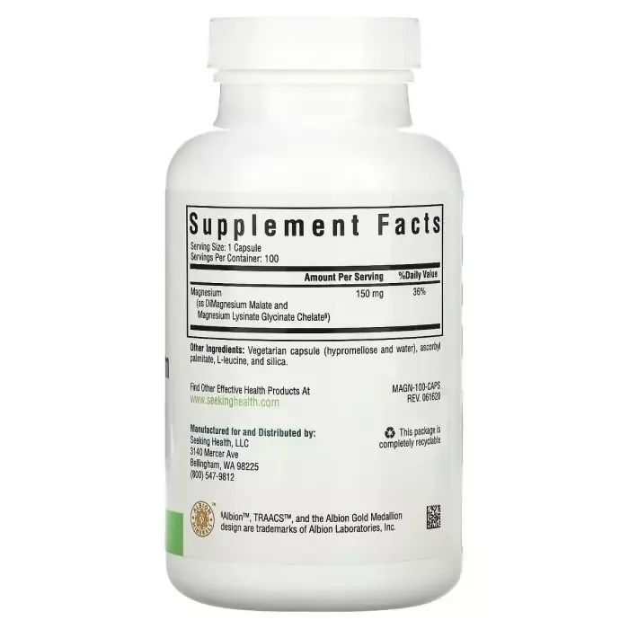Мінерали Seeking Health Магній, 150 мг, Optimal Magnesium, 100 вегетаріанських капсул (SKH-52064) зображення 5