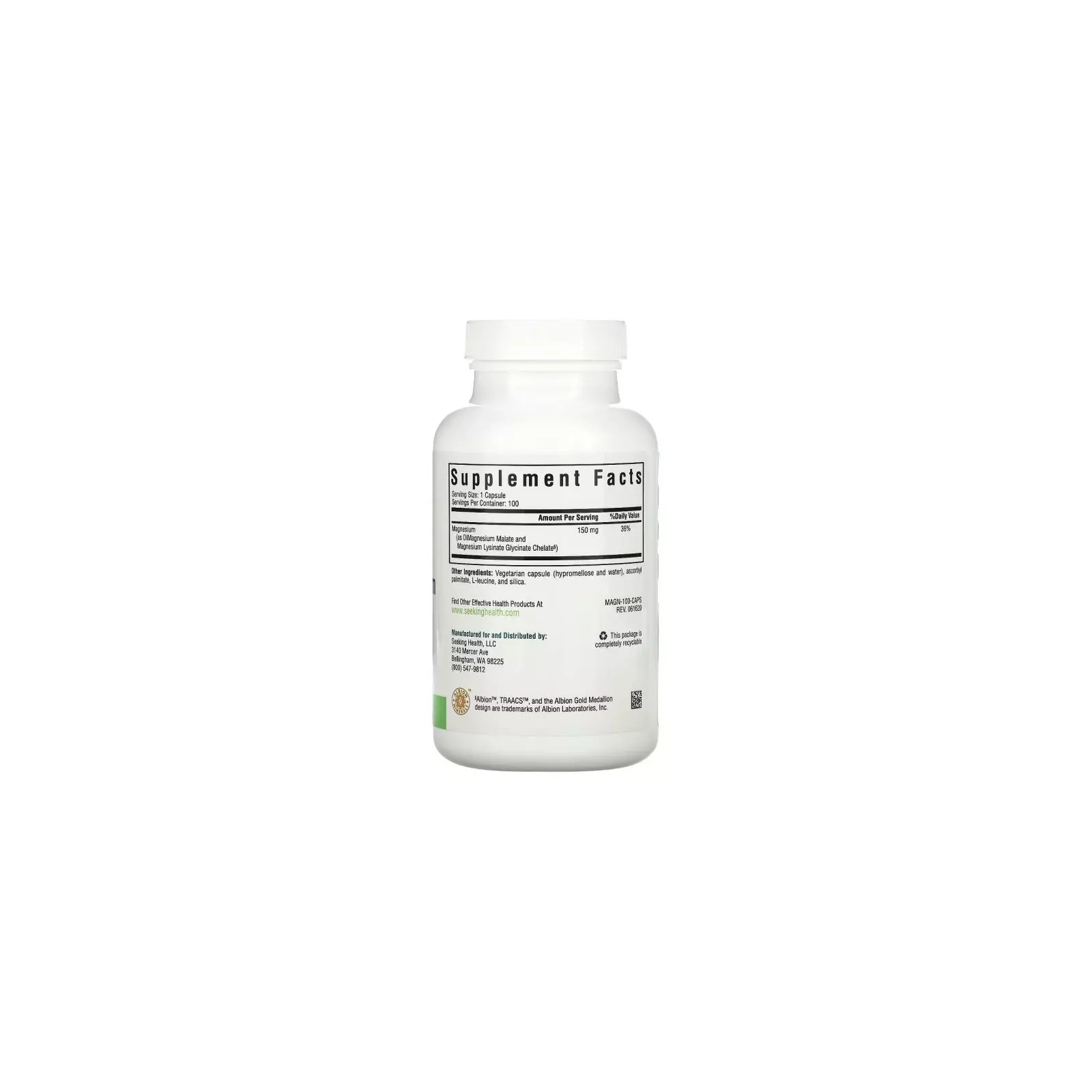Минералы Seeking Health Магний, 150 мг, Optimal Magnesium, 100 вегетарианских капсул (SKH-52064) изображение 5