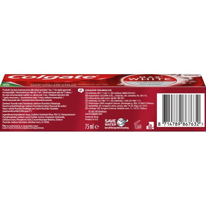 Зубная паста Colgate Max White Luminous 75 мл (8714789867632) изображение 3