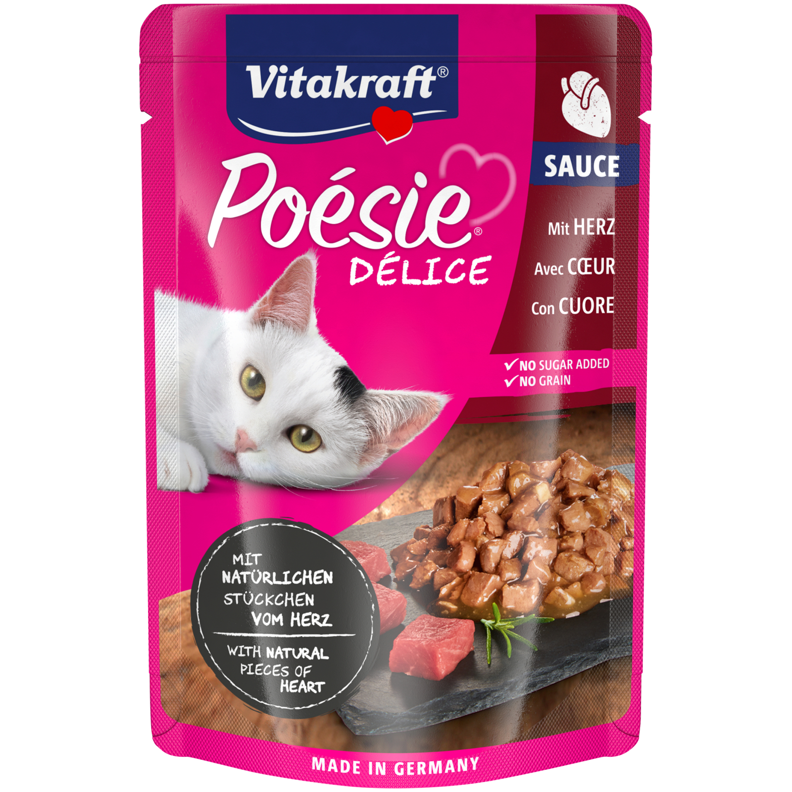 Влажный корм для кошек Vitakraft Poésie Délice pouch сердца в соусе 85 г (4008239352897)