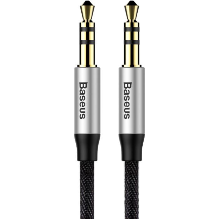 Кабель мультимедийный Jack 3.5mm Yiven M30 M/M 1.5m silver-black Baseus (CAM30-CS1)