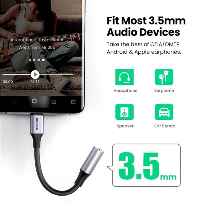 Переходник USB-C to 3.5mm F 0.10m AV161 Ugreen (80154) изображение 3