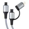 Дата кабель USB-C to USB-C/Lightning 1.0m gray Dengos (NTK-TC-TCL-GREY) изображение 2