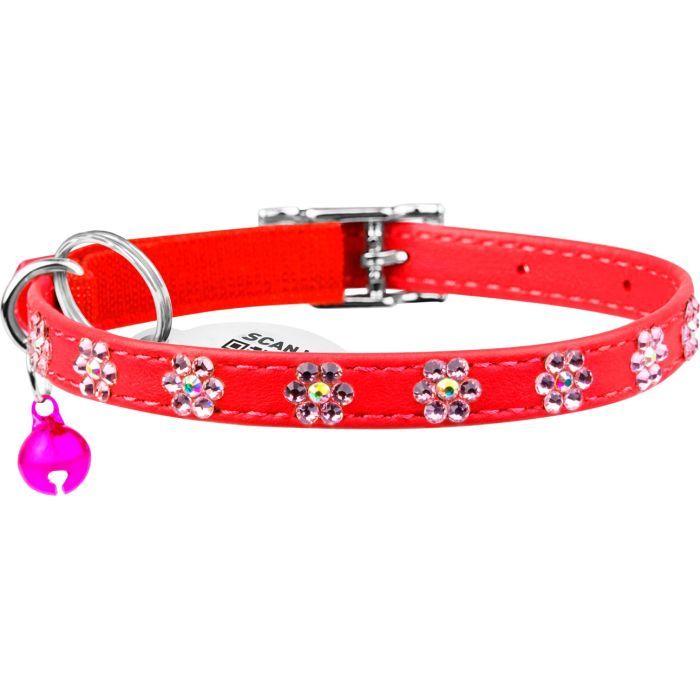 Ошейник для животных WAUDOG GLAMOUR "Цветочек" с резинкой и стразами для кошек (оранжевый) (32554) изображение 2