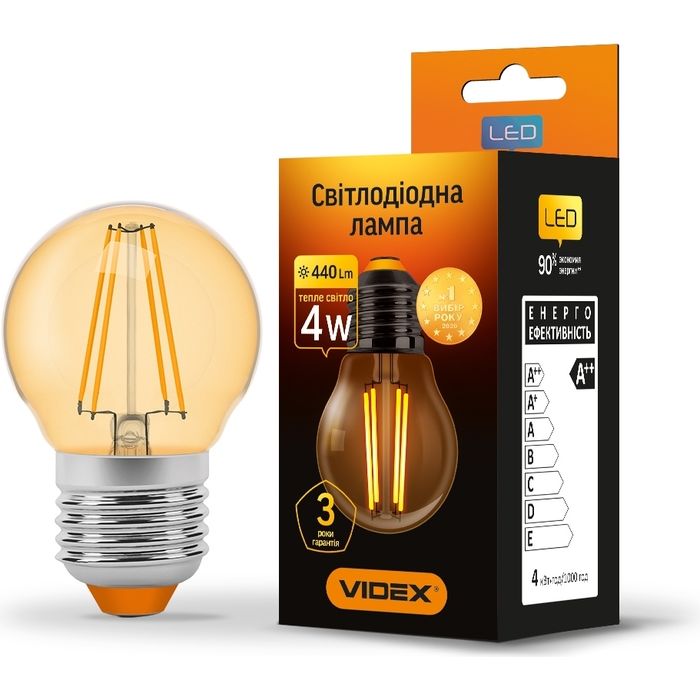 Лампочка Videx LED Filament G45FA 4W E27 2200K бронза (VL-G45FA-04272) изображение 2