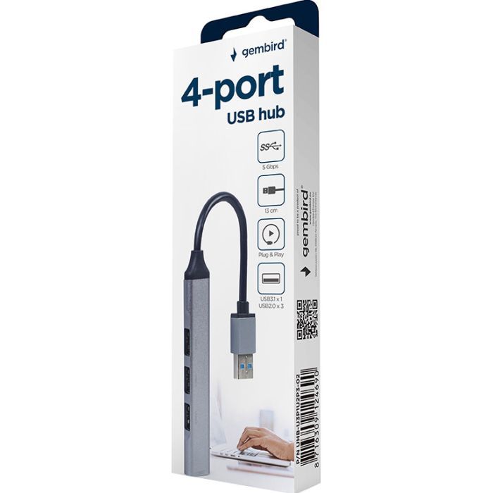 Концентратор Gembird USB-A to USB 3.1 Gen1 (5 Gbps), 3 х USB 2.0 (UHB-U3P1U2P3-02) изображение 3