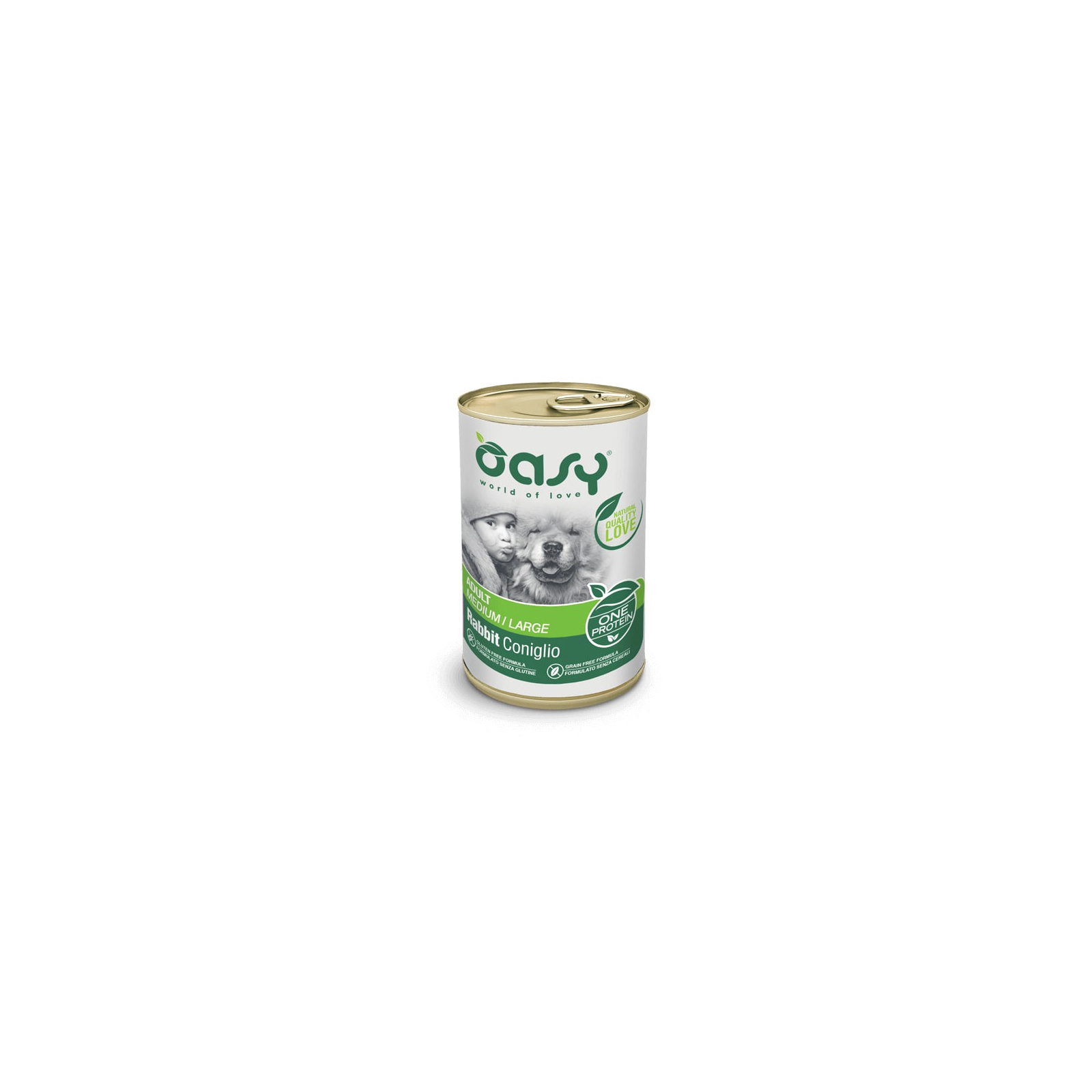 Консерви для собак OASY One Animal Protein ADULT Medium/Large з кроликом 400 г (8053017342382)