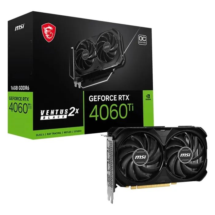 Відеокарта MSI GeForce RTX4060Ti 16Gb VENTUS 2X OC BLACK (RTX 4060 Ti VENTUS 2X BLACK 16G OC) зображення 2