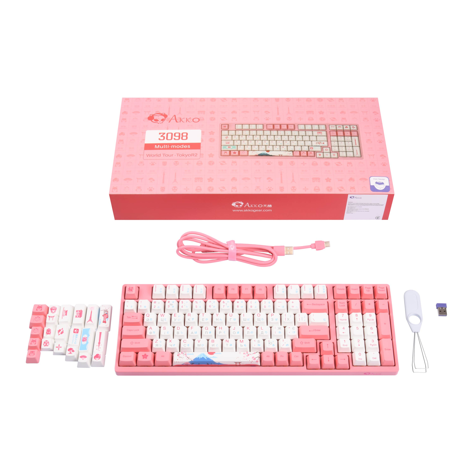 Клавиатура Akko 3098B World Tour-Tokyo R2 98Key TTC Speed Silver Hot-swappable UA RGB Pink (6925758610834) изображение 2